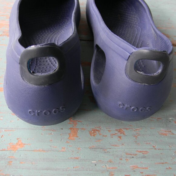 CROCS Womens Kadee Ballet Flat Sz 9 Navy Blue Slip On Shoe Casual Comfy Beach - Picture 4 of 7